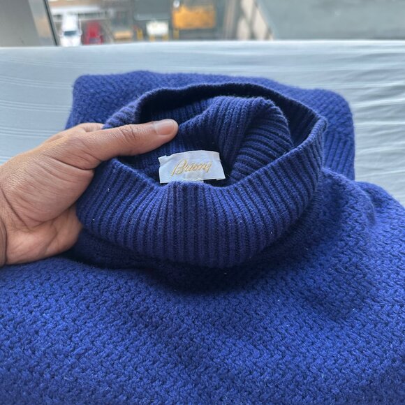 Brioni Blue Turleneck Cashmere Sweater - Picture 3 of 4